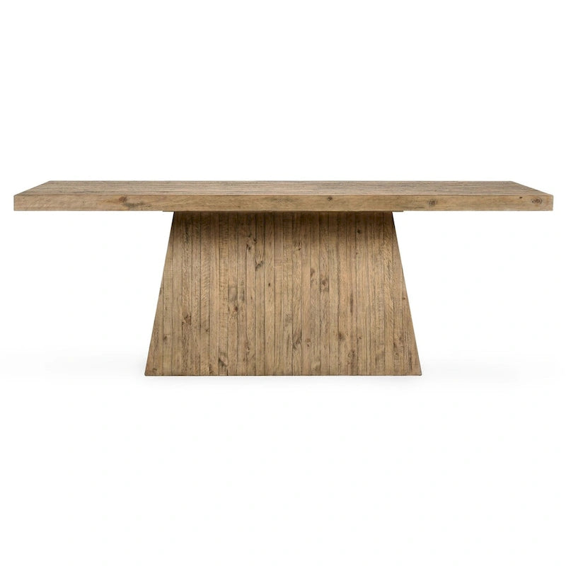 84-Inch Reclaimed Pine Wood Dining Table with Plinth Base Natural