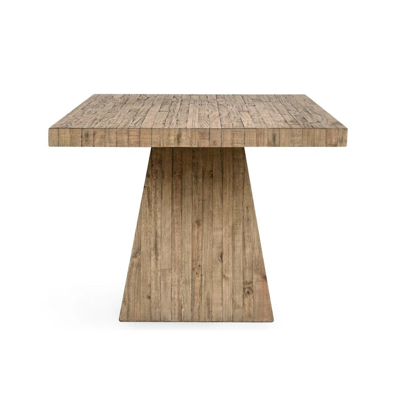 84-Inch Reclaimed Pine Wood Dining Table with Plinth Base Natural