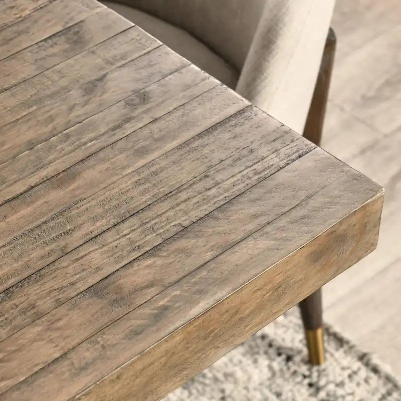 84-Inch Reclaimed Pine Wood Dining Table with Plinth Base Natural