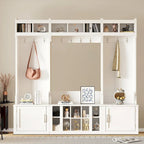 Minimalist 4-In-1 Freestanding Wooden Hall Tree with Multiple Storage Spaces
