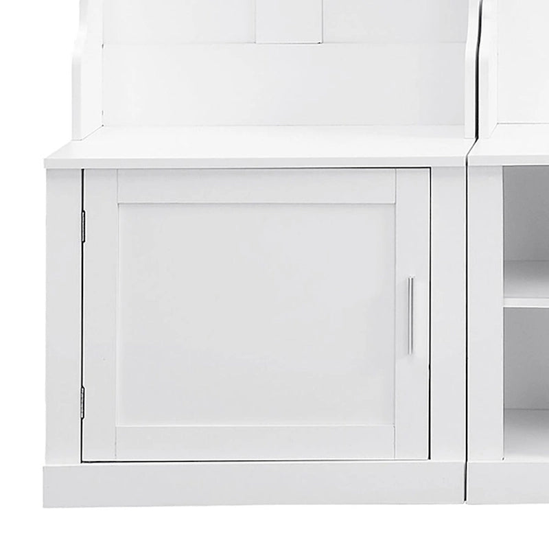Bengaleiro de Hall de Entrada Minimalista 4 em 1 de Madeira Independente com Vários Espaços de Armazenamento
