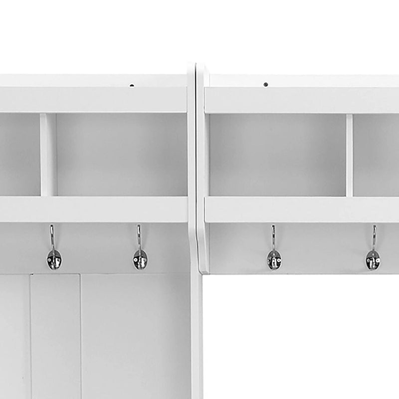 Bengaleiro de Hall de Entrada Minimalista 4 em 1 de Madeira Independente com Vários Espaços de Armazenamento