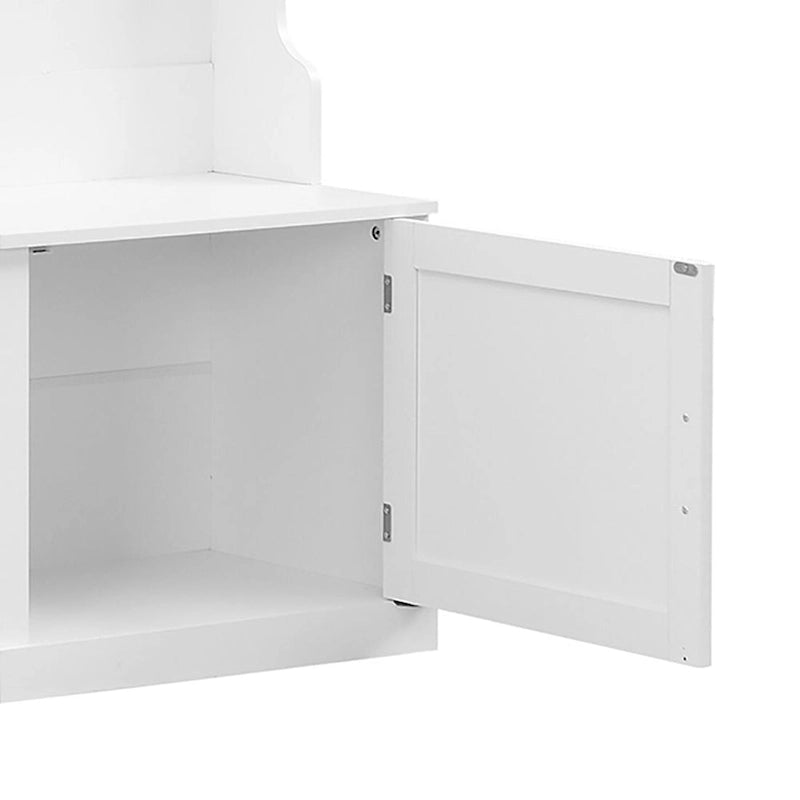 Bengaleiro de Hall de Entrada Minimalista 4 em 1 de Madeira Independente com Vários Espaços de Armazenamento