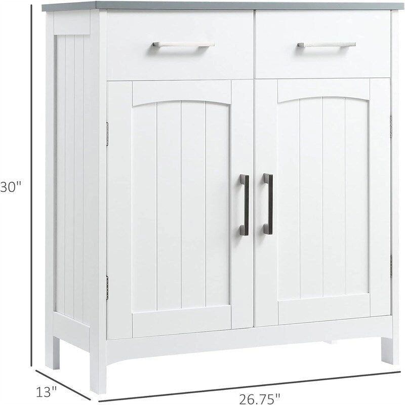 Bathroom Floor Cabinet Two Drawers and Adjustable Shelves