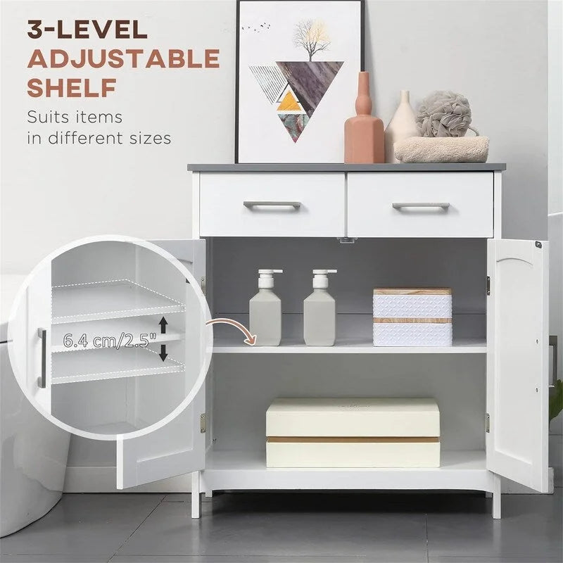 Bathroom Floor Cabinet Two Drawers and Adjustable Shelves