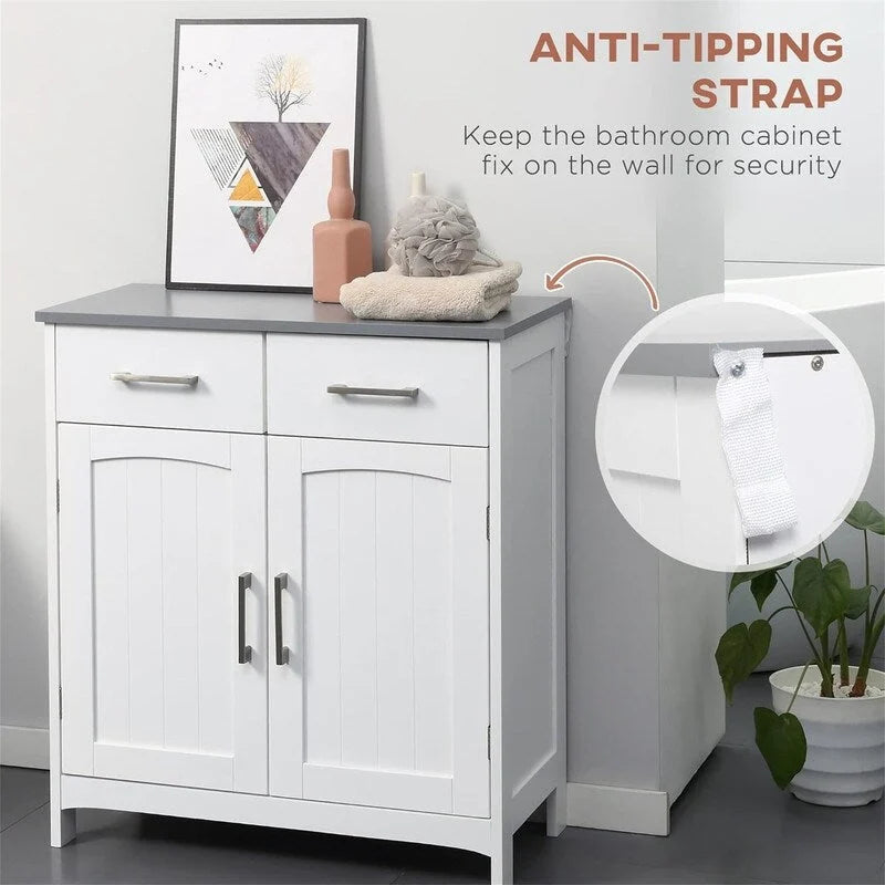 Bathroom Floor Cabinet Two Drawers and Adjustable Shelves