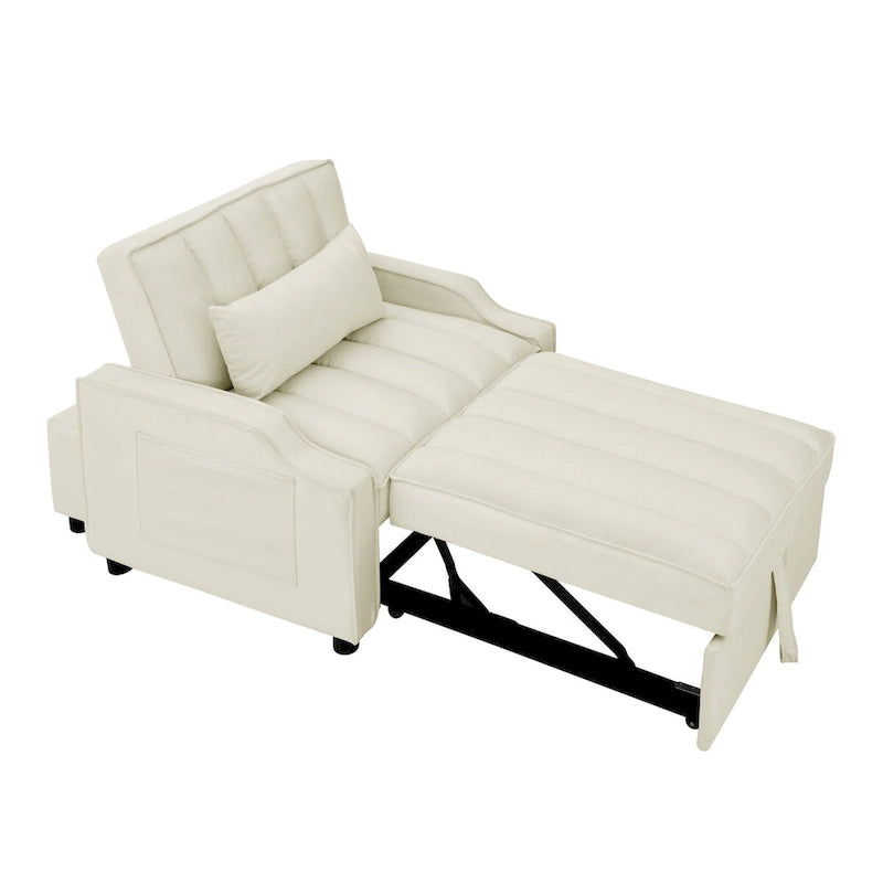 Poltrona Sofá-Cama Conversível 3 em 1 de Veludo com Almofadas