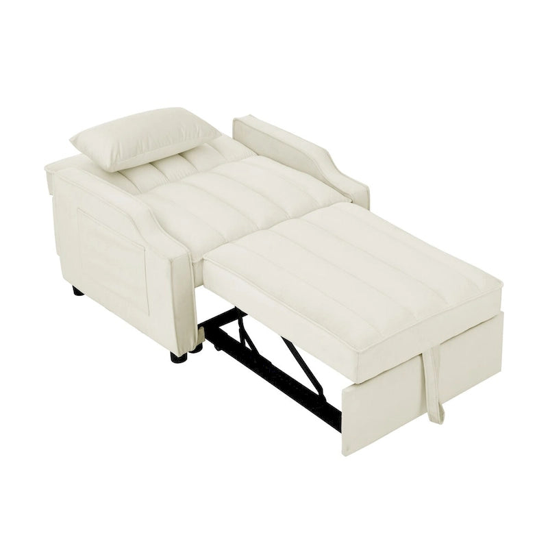 Poltrona Sofá-Cama Conversível 3 em 1 de Veludo com Almofadas