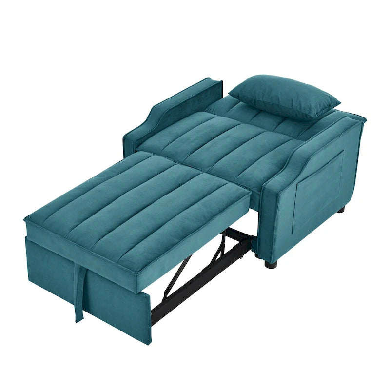 Poltrona Sofá-Cama Conversível 3 em 1 de Veludo com Almofadas